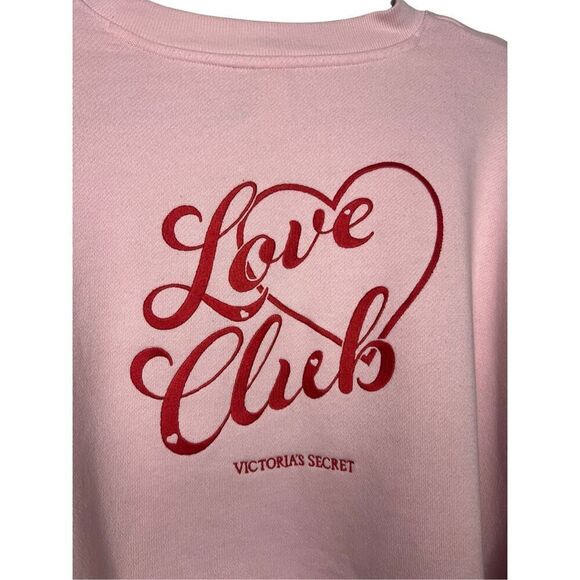 Victoria’s Secret Women’s Large 2025 Love Club Crop Fleece Sweater Pink Oversize - Picture 1 of 7